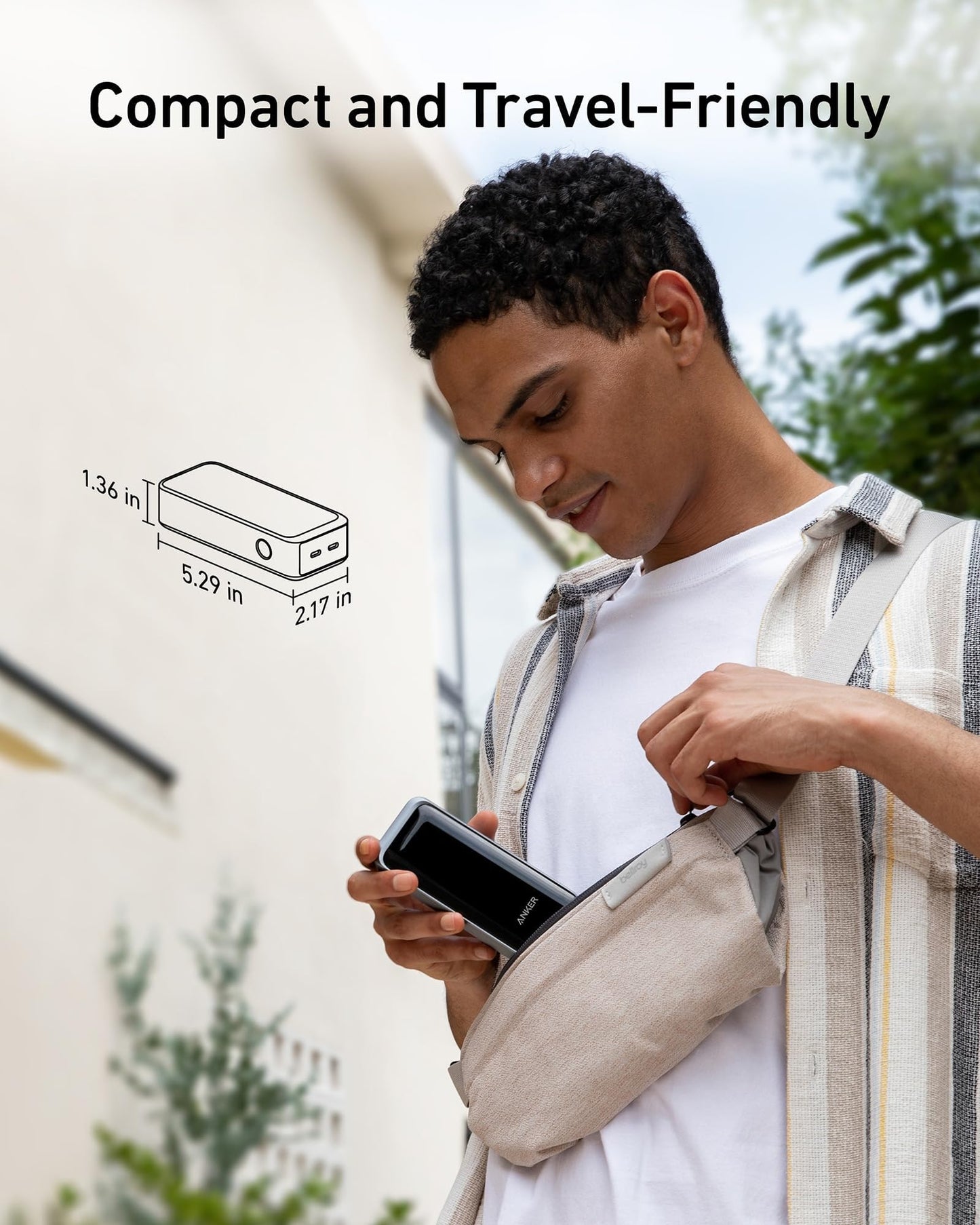 Anchor Prime Power Bank, 12,000mAh 2-Port charger with 130W output, Smart Display, Compatible with iPhone 14/13 series, Galaxy, MacBook, Dell, and more (charging station not included)