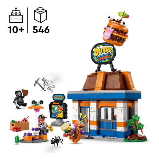 LEGO Fortnite Durrr Burger Restaurant - Gaming toy with Beach Bomber, Beef Boss, Sludge, and ONE Skeleton Minifigures - Collectible gamer gift for boys and girls 10+ years old - 77076