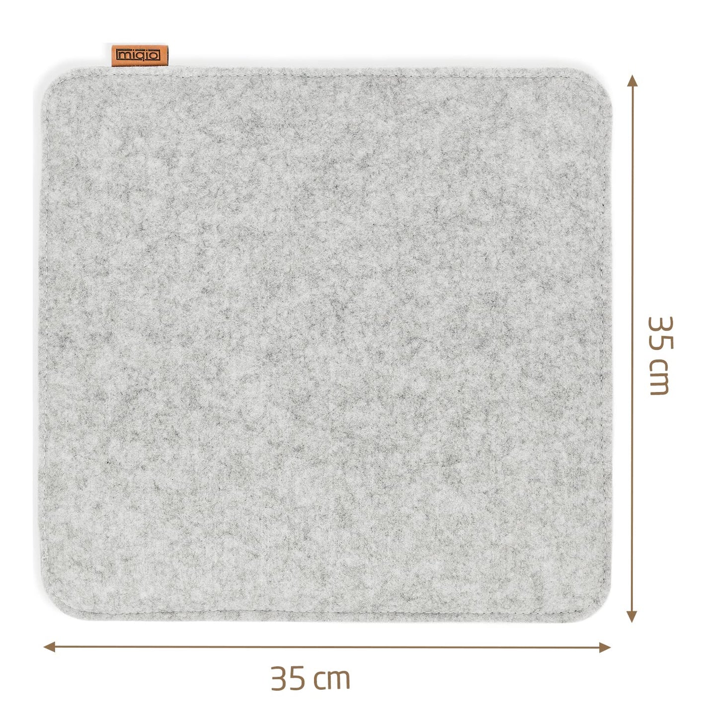 Miqio Design felt seat cushions rectangular with anti-slip knobs | 35cm | 4-pack | Indoor and outdoor | Sustainable made from recycled PET bottles | Washable chair cushions non-slip | Light grey