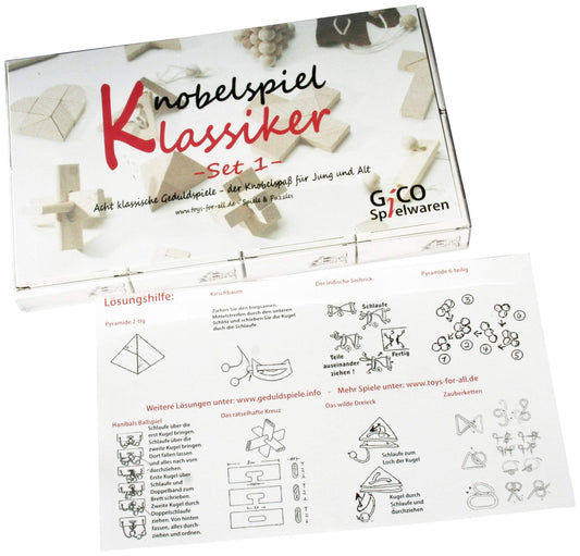 Puzzle game classics set - 8 skill games in gift packaging - incl. solution (Set 1)