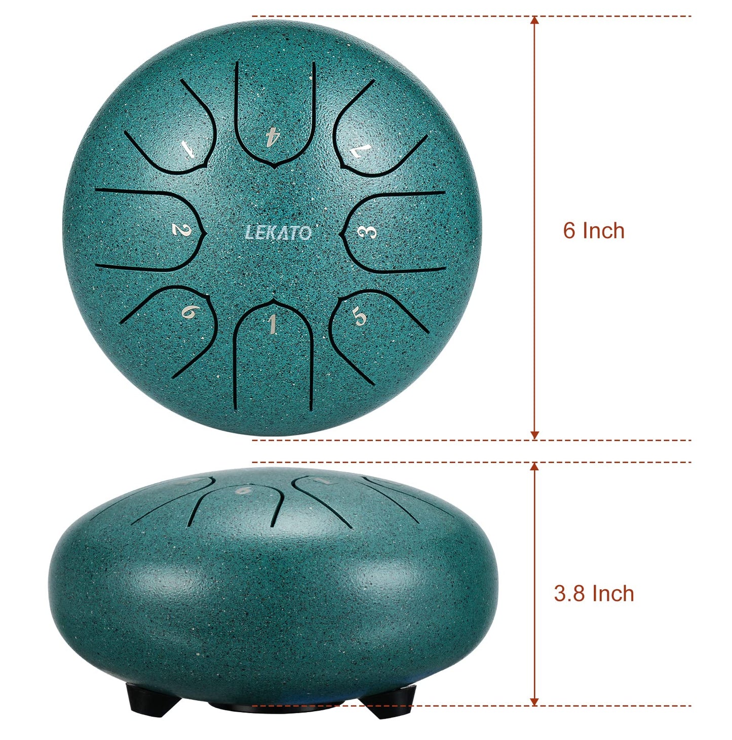 LEKATO Steel Tongue Drum, 6-inch 8 Tone Tongue Drum Percussion, Steel Pan Sound Percussion Hand Pan Drum for Meditation Yoga Sound Healing, Green