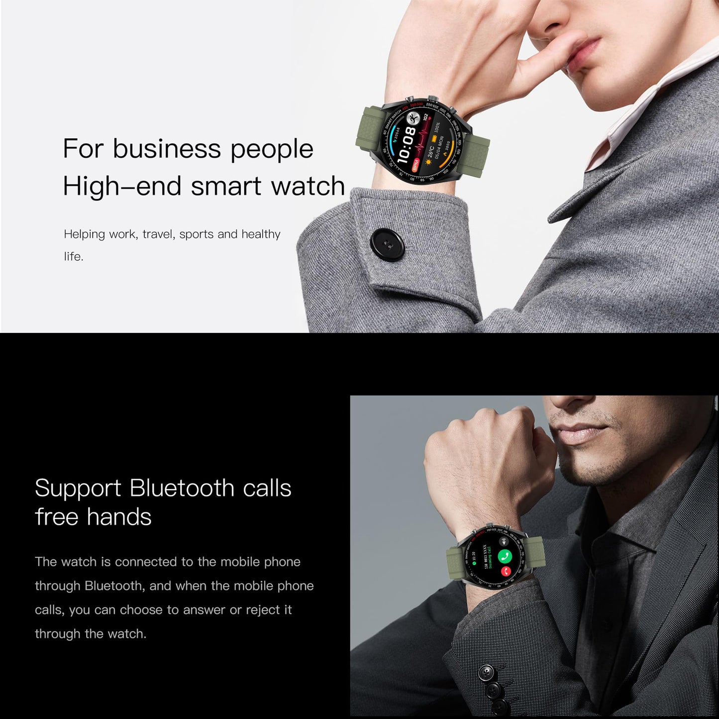 Men's smartwatch with phone function, 1.39" DIY HD full touchscreen watch fitness tracker 123 sports modes activity tracker IP68 wristwatch with sleep monitor pedometer for Android iOS (Black)