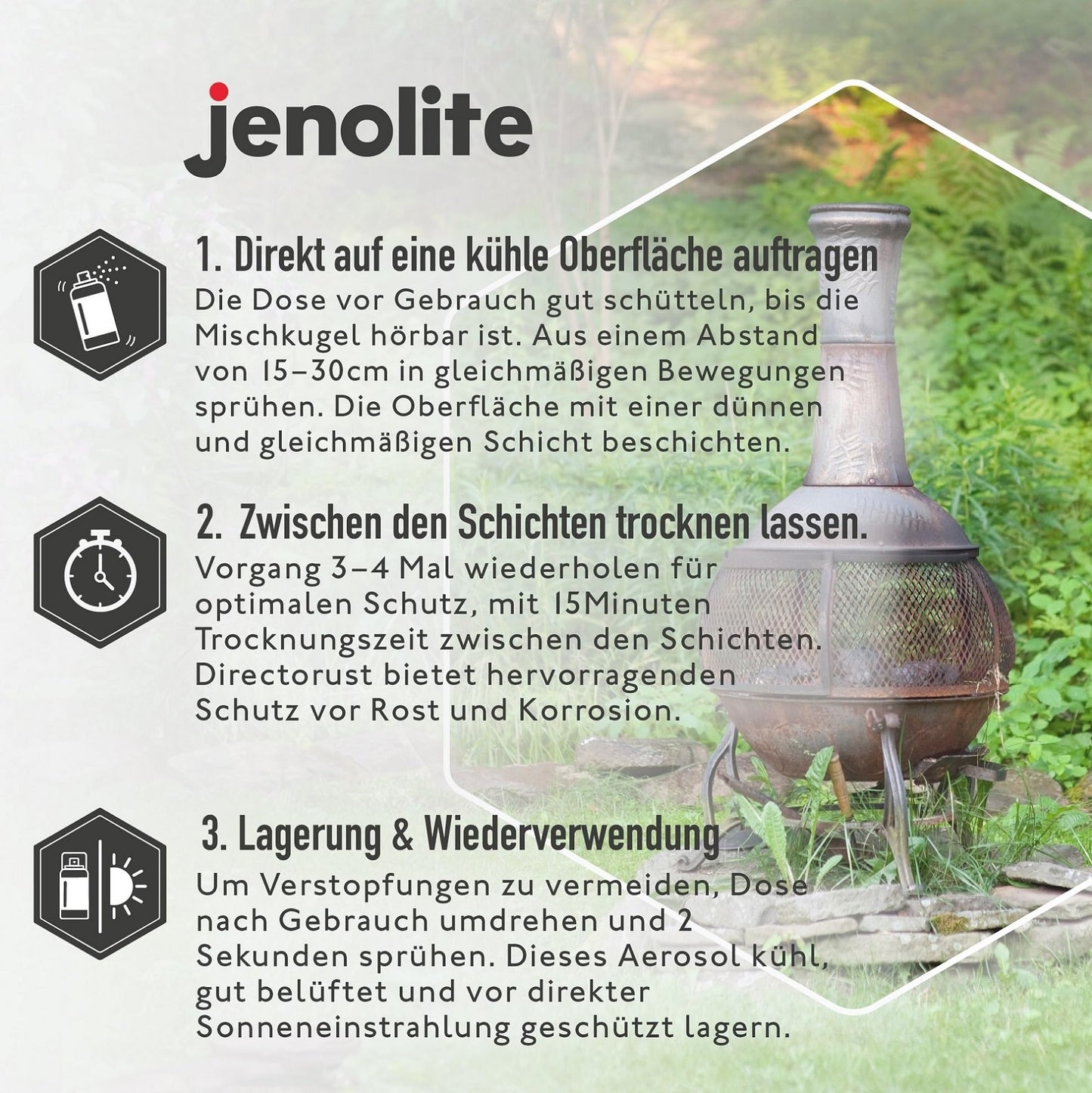 JENOLITE Directorust spray paint for grills and stoves, silver, highly heat resistant up to 650°C | 3 x 400 ml
