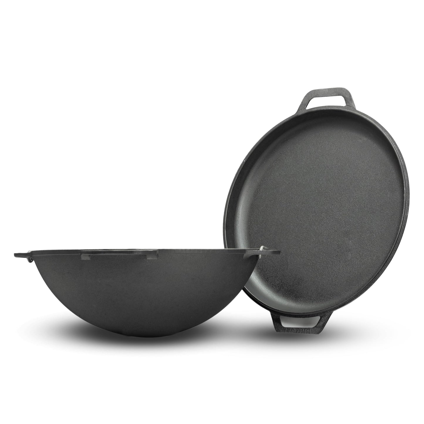 4BIG.fun Cast Iron Kazan 8 L Swivel Pot Kasan with Lid Frying Pan Wok Pan Grill Camping Pot Kettle Asia Wok Traditional Cast Pot Grill Wok