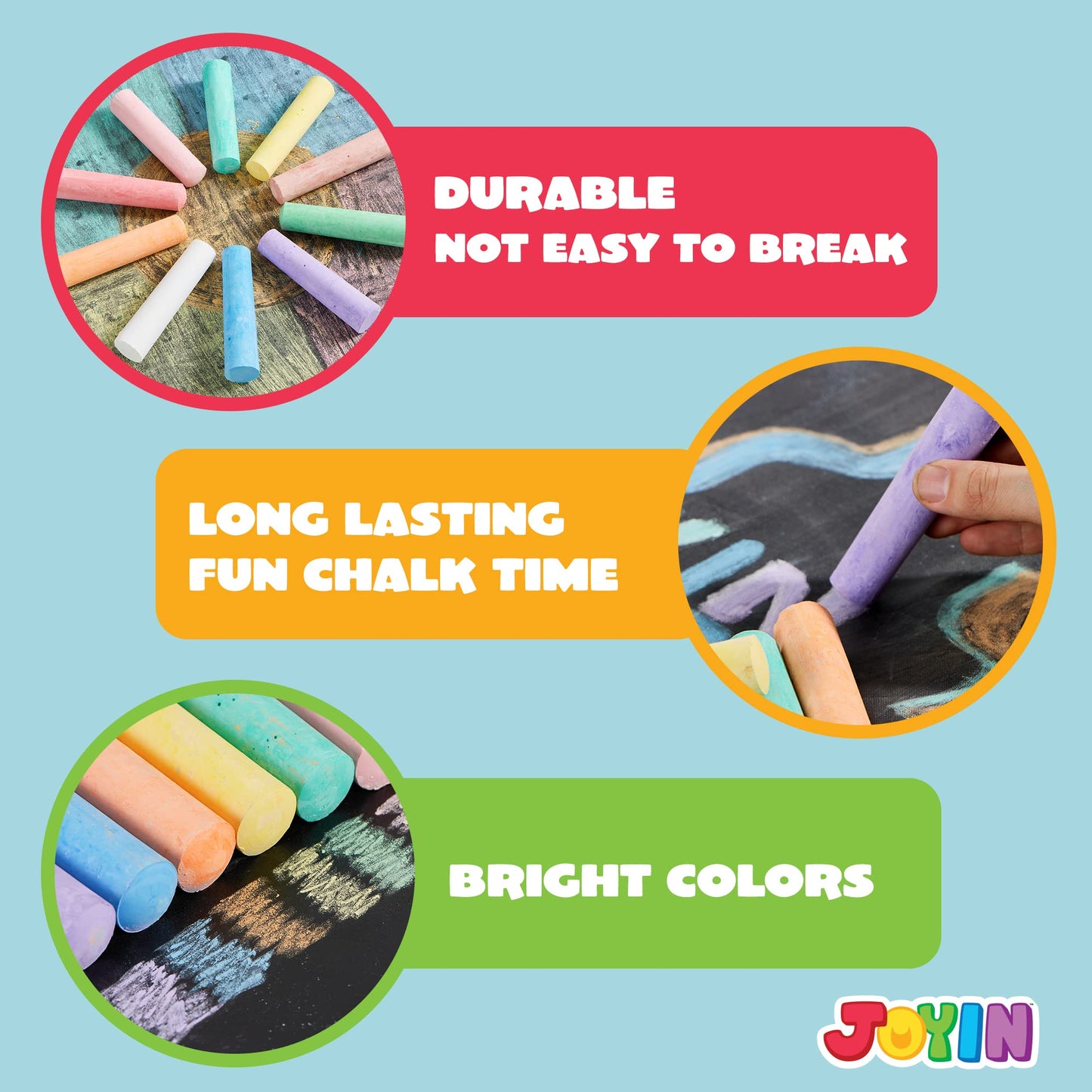 JOYIN 120 Piece Chalk, Giant box Non-Toxic Jumbo Washable Sidewalk Chalk, Sidewalk Chalk for Blackboard and Street in 10 Colors, Kids and Teacher Chalk Set
