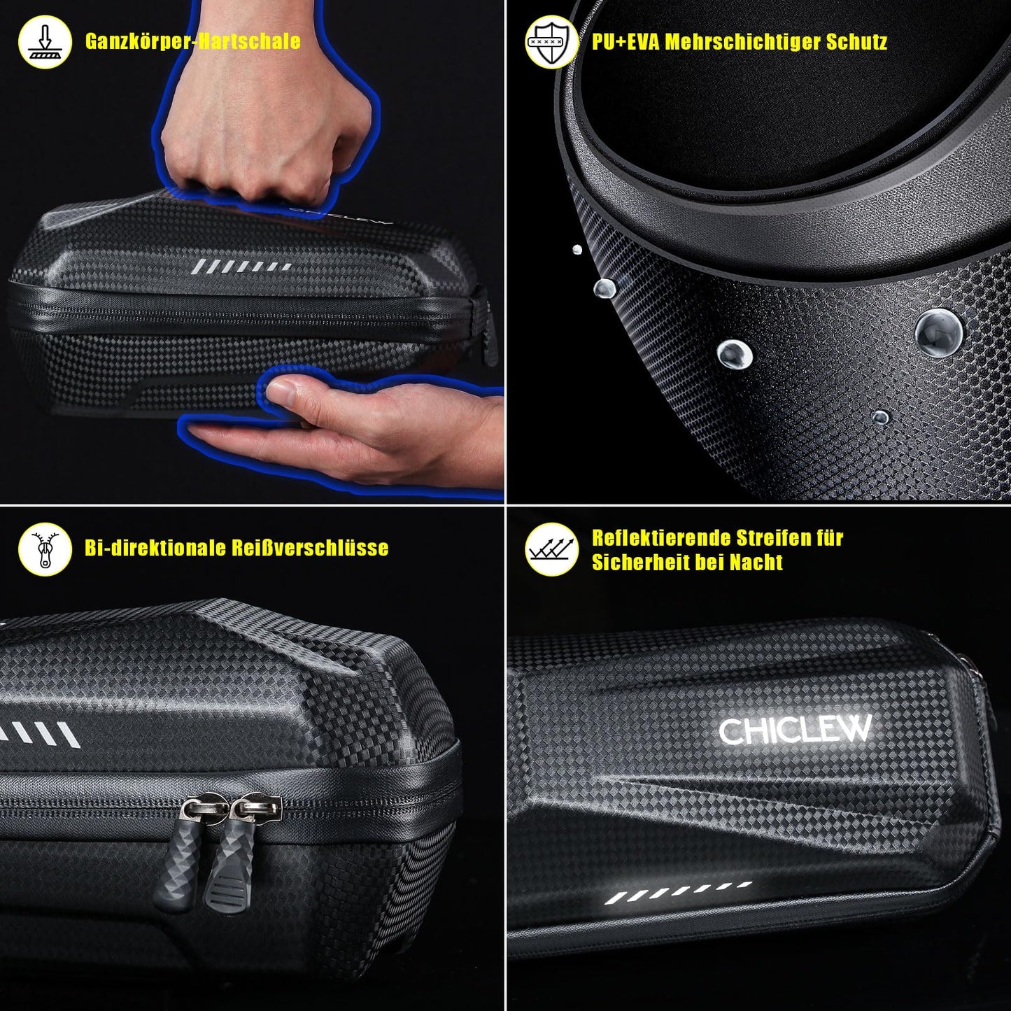 CHICLEW E Scooter Bag for Scooter, E Scooter Bag Quick Release with 2L Large Capacity, Handlebar Bag Escooter for Xiaomi MI Mijia M365 Sedway Ninebot E ES1/ES2/ES3/ES4
