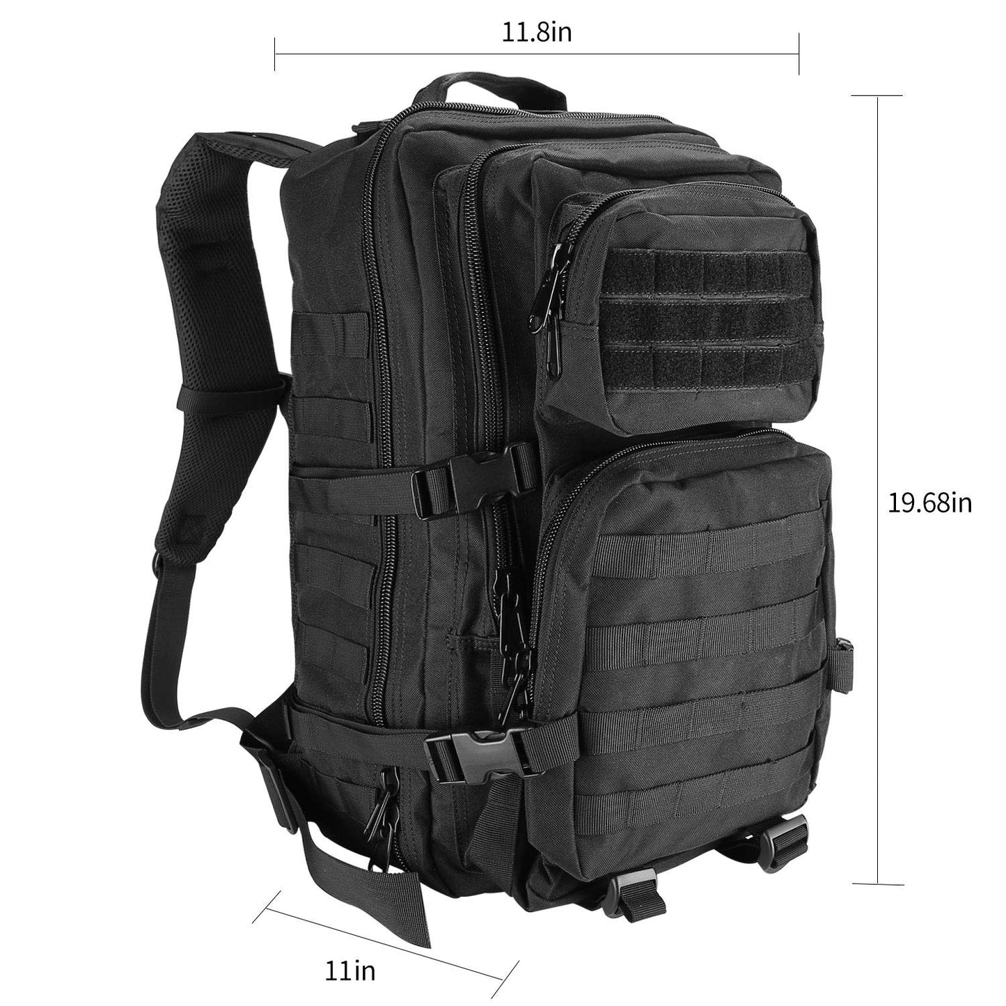 ProCase 40L Military Tactical Backpack, Large Capacity 3 Day Army Assault Pack Bag Go Bag Backpack for Hiking, Hunting, Trekking, Camping, and other outdoor activities - Black