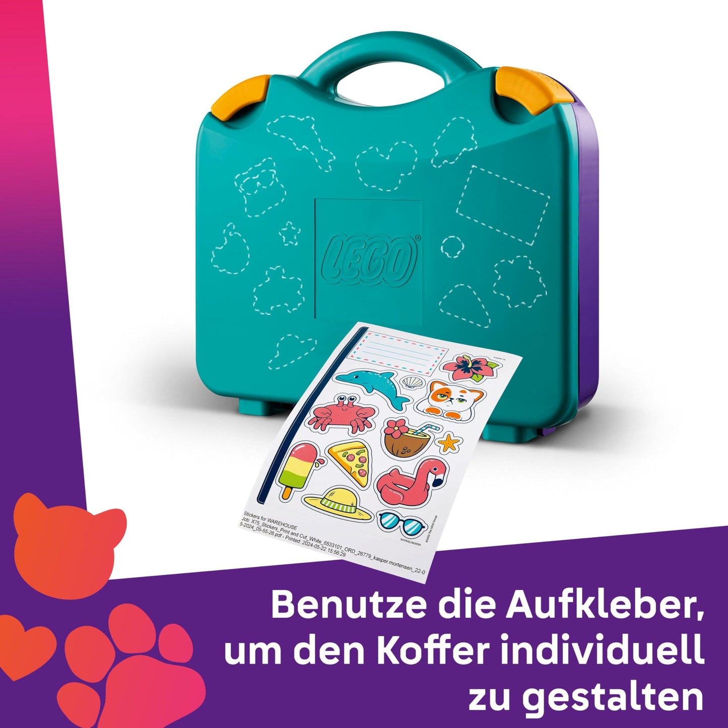 LEGO Friends Creative Suitcase, building toy, building and play set for role-playing, gift for girls from 5 years old, 2 minifigures of characters, animal figures, 1 dog and 1 dolphin 42672