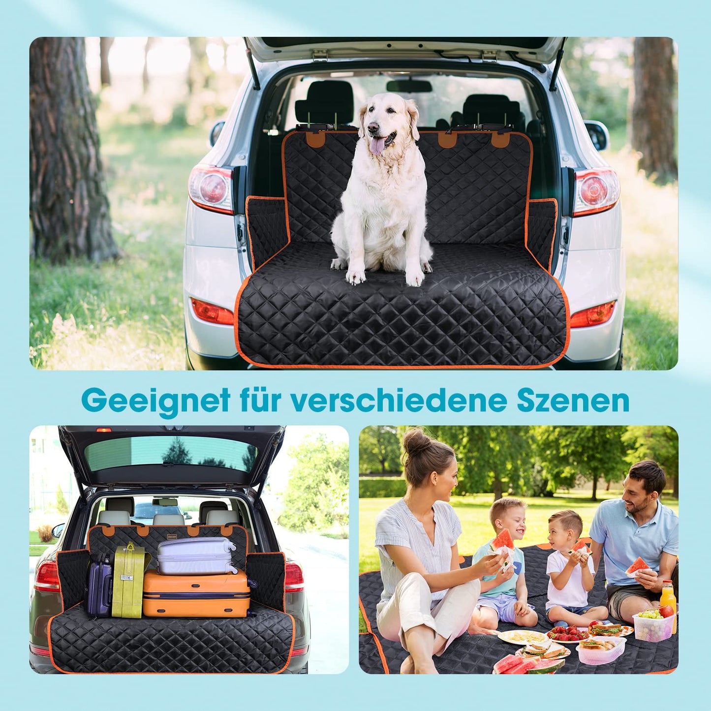 JOEJOY Dog Trunk Liner with Side and Bumper Protection, Universal Waterproof Scratch-Resistant Dog Cargo Liner - Dog Car Trunk Cover