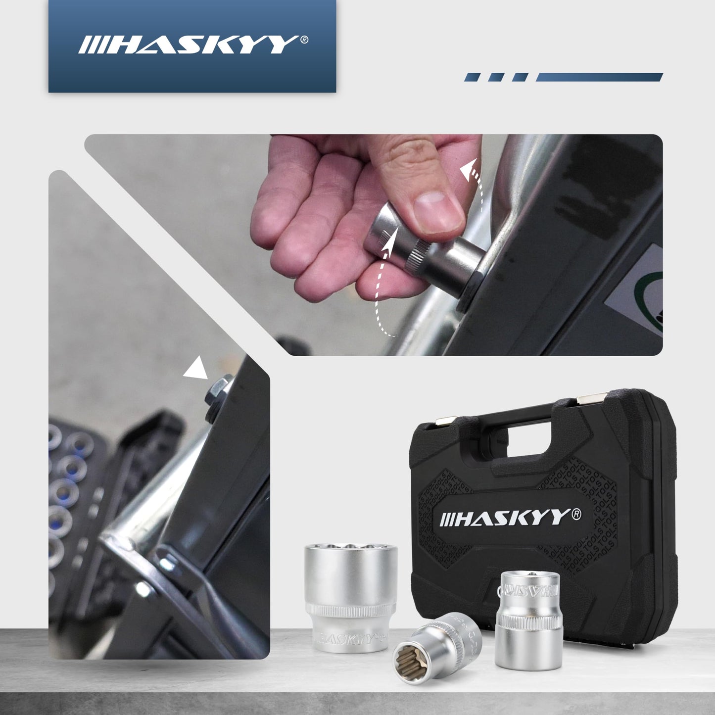 HASKYY Triple Square Nut Socket Set 1/2 Inch Nuts 12-Point Socket Wrench 8-36mm Set