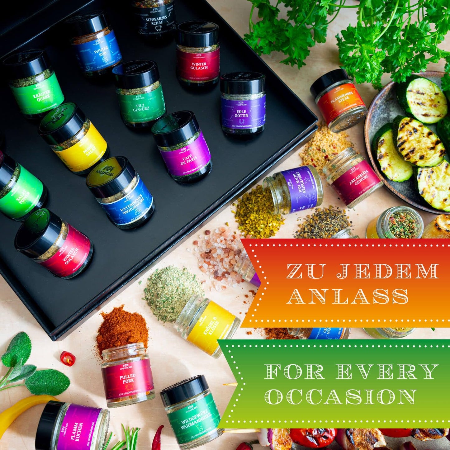Hallinger Classic Spice Set - 12 high-quality spices luxury gift set, intense aroma in screw-top jars, carefully selected variety (set) - Christmas gift ideas & gifts advent calendar |