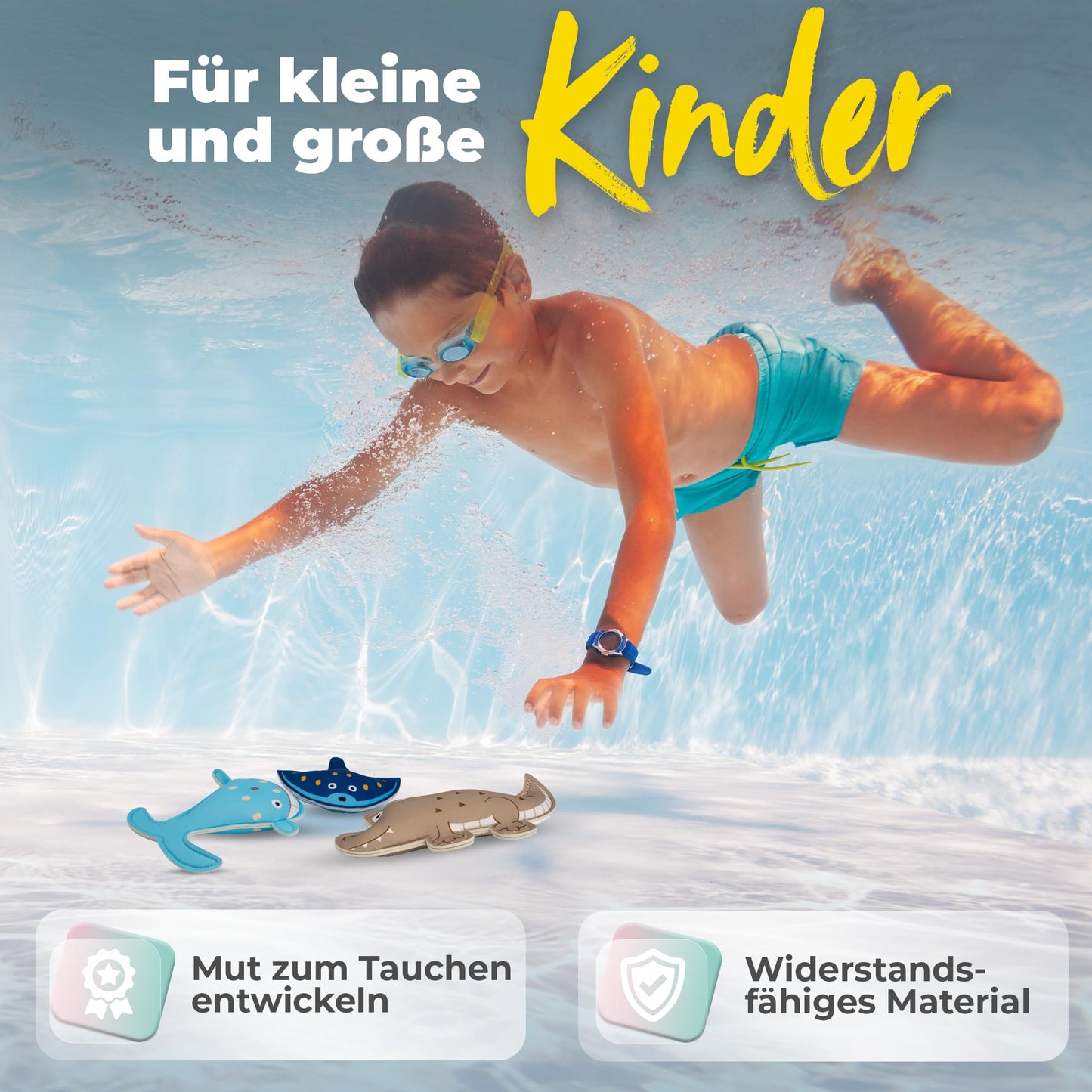 KIDVERSE Dive Toys for Kids - Tested water toys - Neoprene diving toys for kids - Colorful pool toys for learning to dive - Pool toys (sea animals)