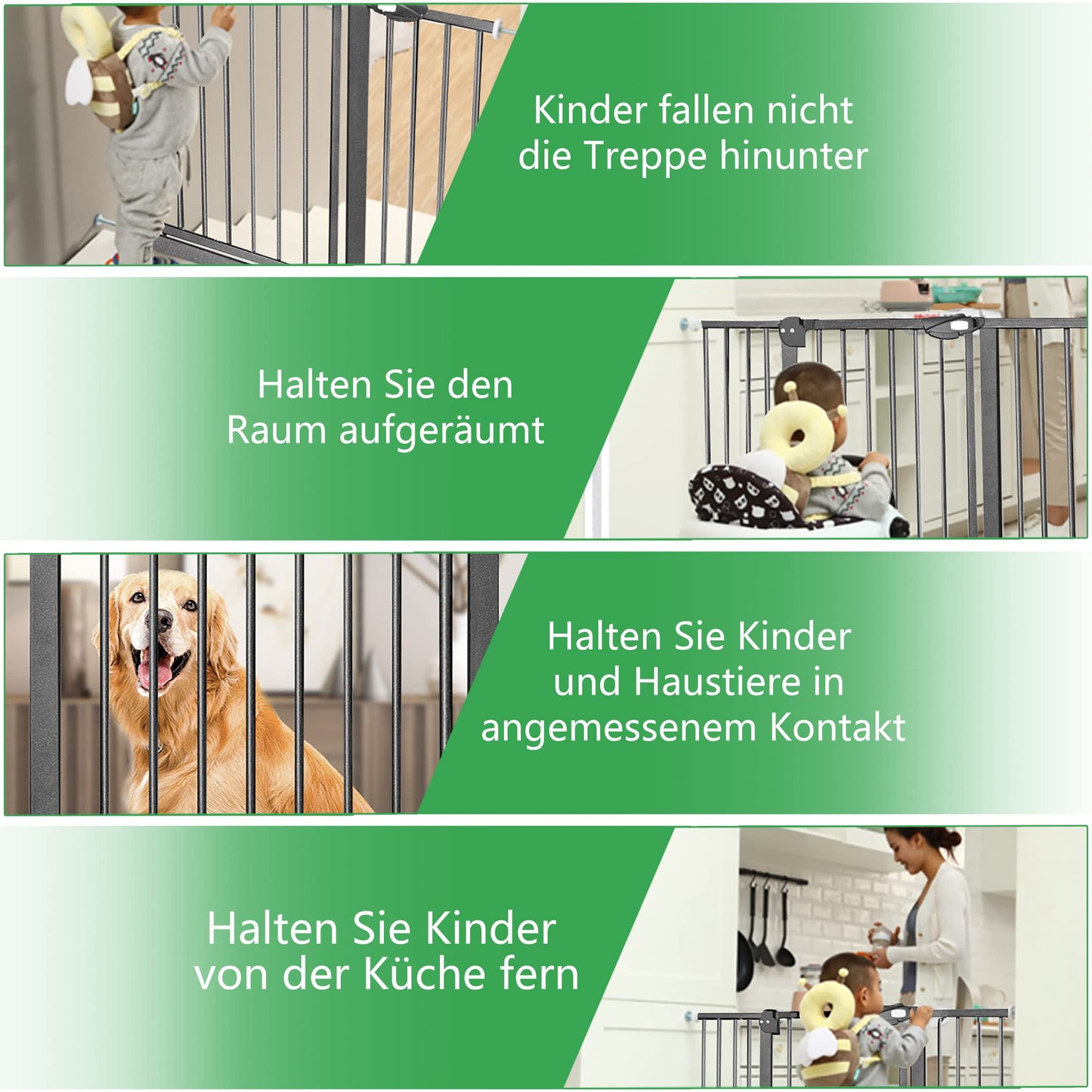 JOIEYOU stair gate without drilling, 95-105 cm door guard gate for children and pets, one-handed opening, black