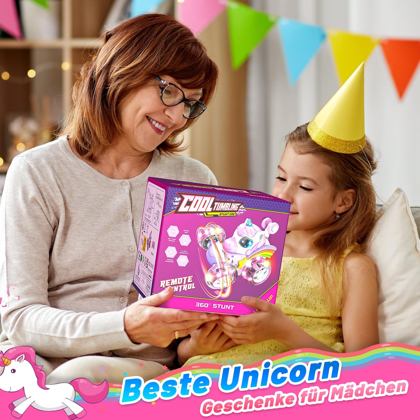 Hot Bee Remote Control Car for Girls aged 3-6 years, car toy for girls aged 3-6 years, unicorn gift for girls aged 3-6 years.