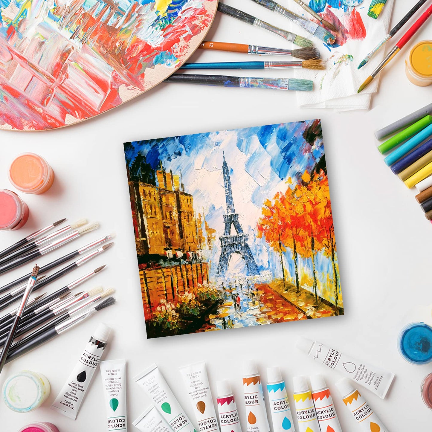 Canvas for Painting Set (10 pack) - 30 x 30 cm, Pre-Stretched White Artist Canvas Panel Canvases - 3mm thick painting cardboard - Suitable for Acrylic and Oil Painting as well as Sketching and Drawing.