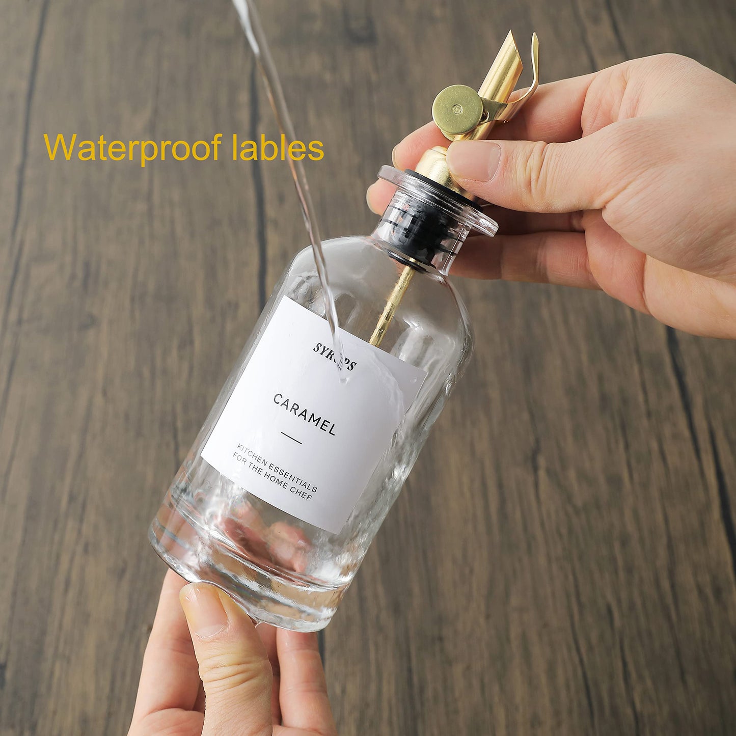 Oil bottle oil dispenser, glass bottle for kitchen 350ML 2Pack Gold, olive oil bottle coffee syrup mouthwash dispenser with weighted pouring spout 35 piece labels vinegar cooking oil dispenser olive oil container