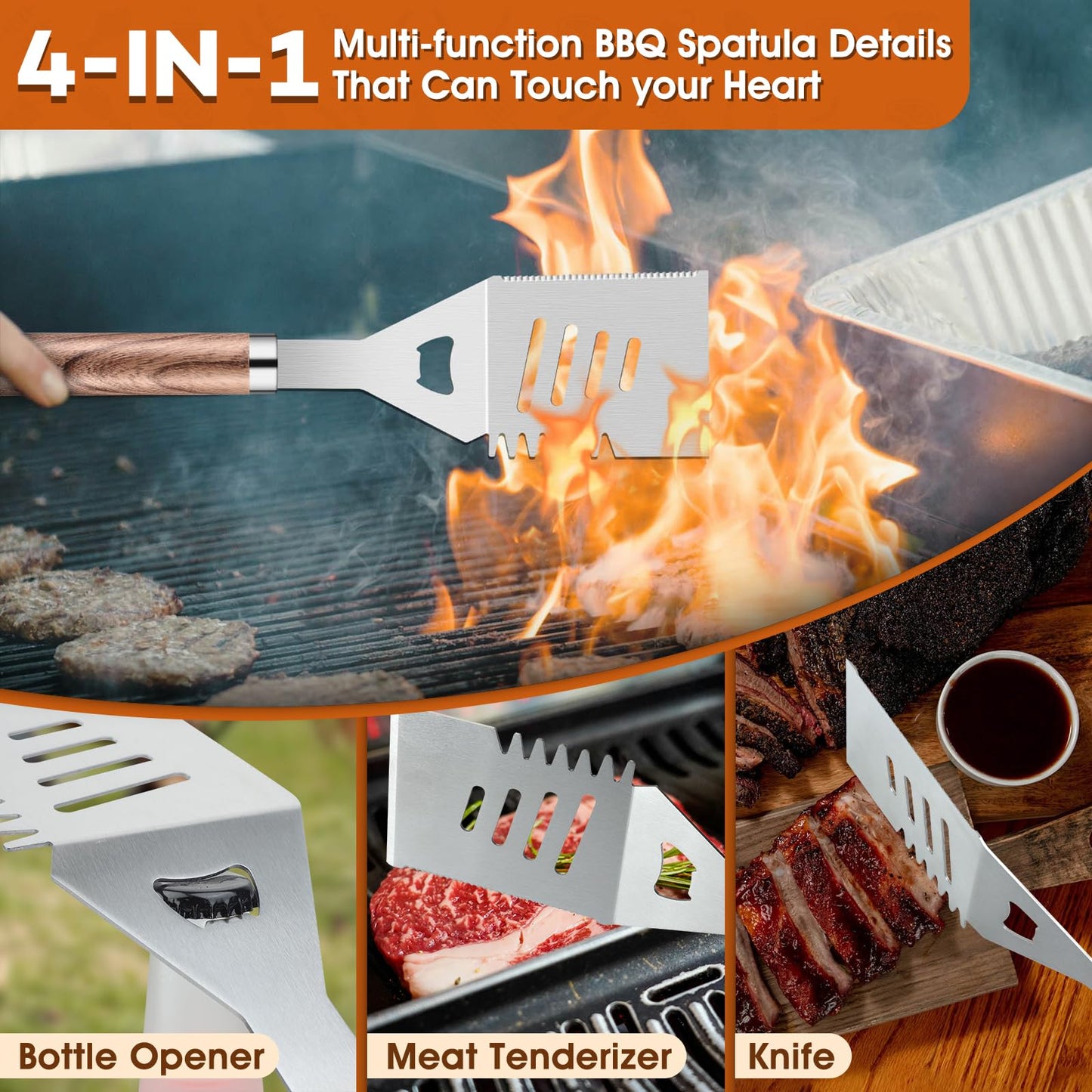 DRAGON RIOT Stainless Steel BBQ Tool Set, 29 Pieces BBQ Set for Men Gift, Premium Grill Accessories Set with Spatula in Aluminum Case, BBQ Tool Set High Quality for Outdoor BBQ.