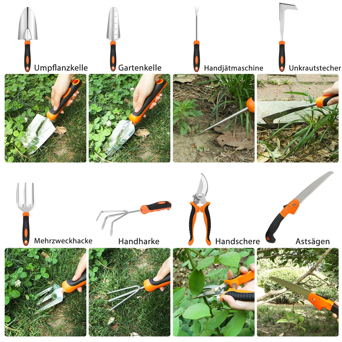 MQHUAYU Garden Tool Set, 10 Piece Heavy Duty Gardening Tools Set, Garden Tool Set for Gardening, Gifts for Women and Men