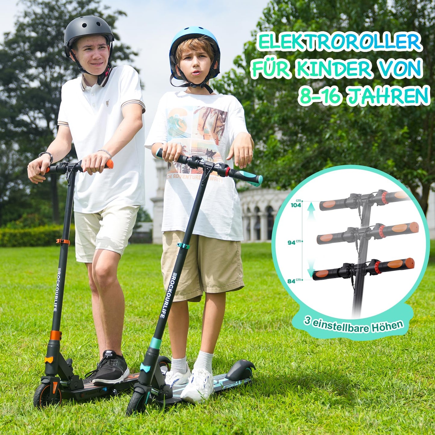 RCB TECH Electric Scooter for Kids (8-12-16 years) - Foldable e-Scooter - Max Range 16 KM - Max. 20 KM/H - Perfect gift for kids and teenagers.