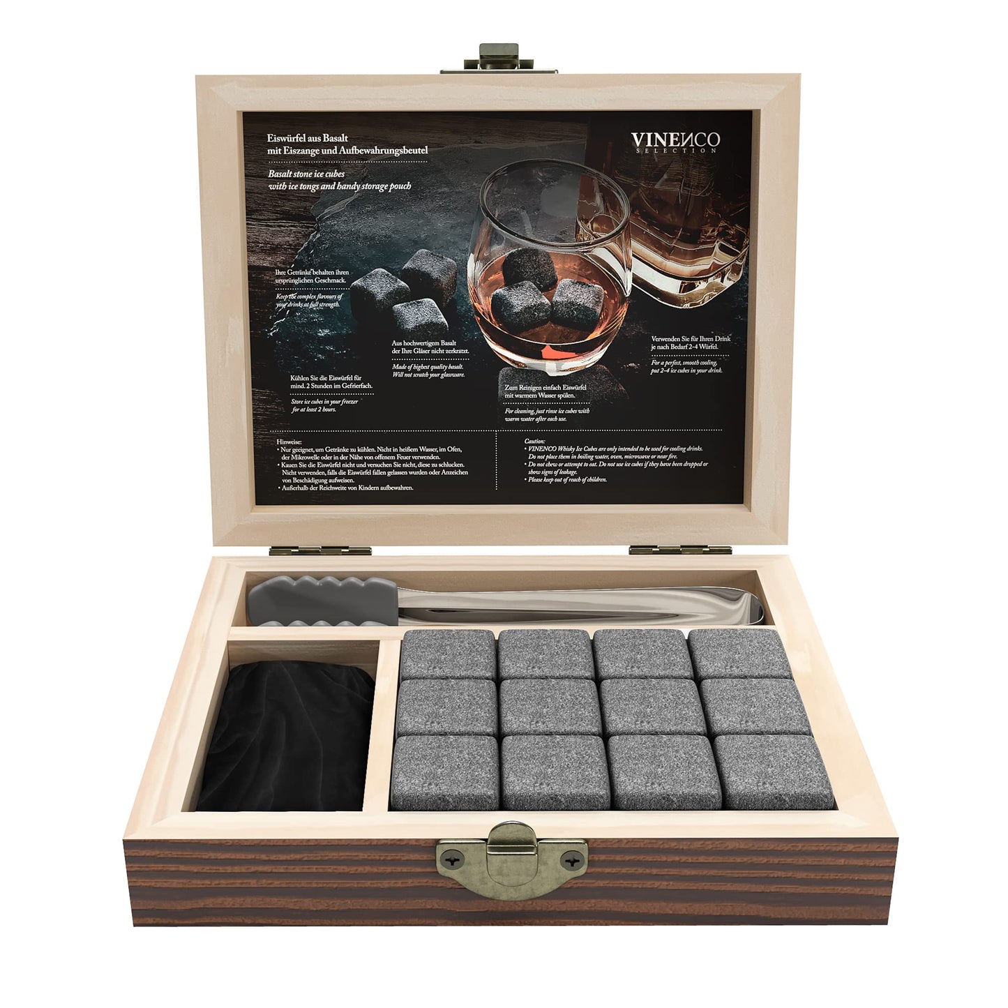 Whiskey Stones Set - 12 Reusable Basalt Ice Cubes, Tongs + Cloth Bag, Whiskey Ice Cubes Cooling Stones Bar Accessories Cocktail Rocks Gin Stones Decorative Accessories Gift Whisky Stones