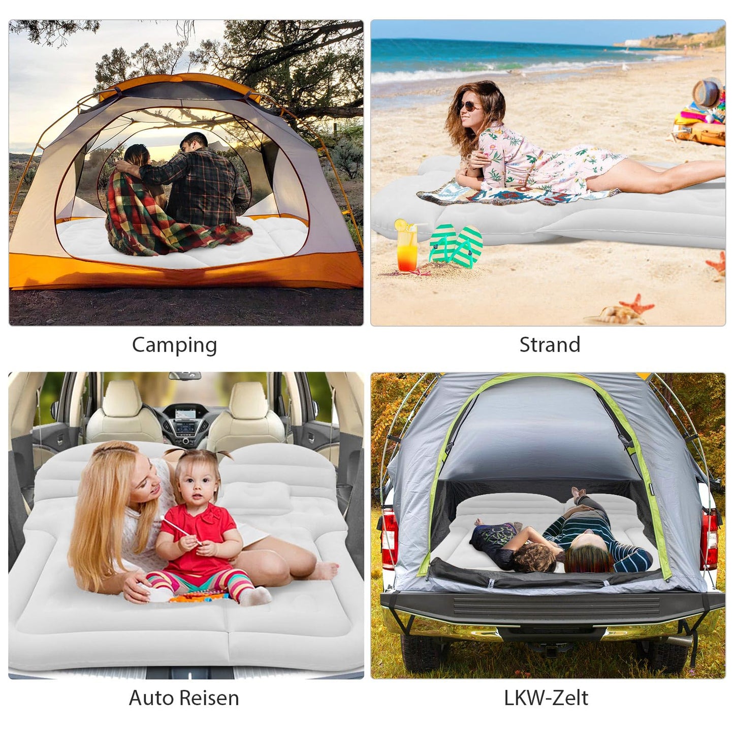 Car air mattress SUV inflatable mattress with pump MPV air bed camping car pillow thicker rear seat air mattress with two pillows for camping travel backyard beach
