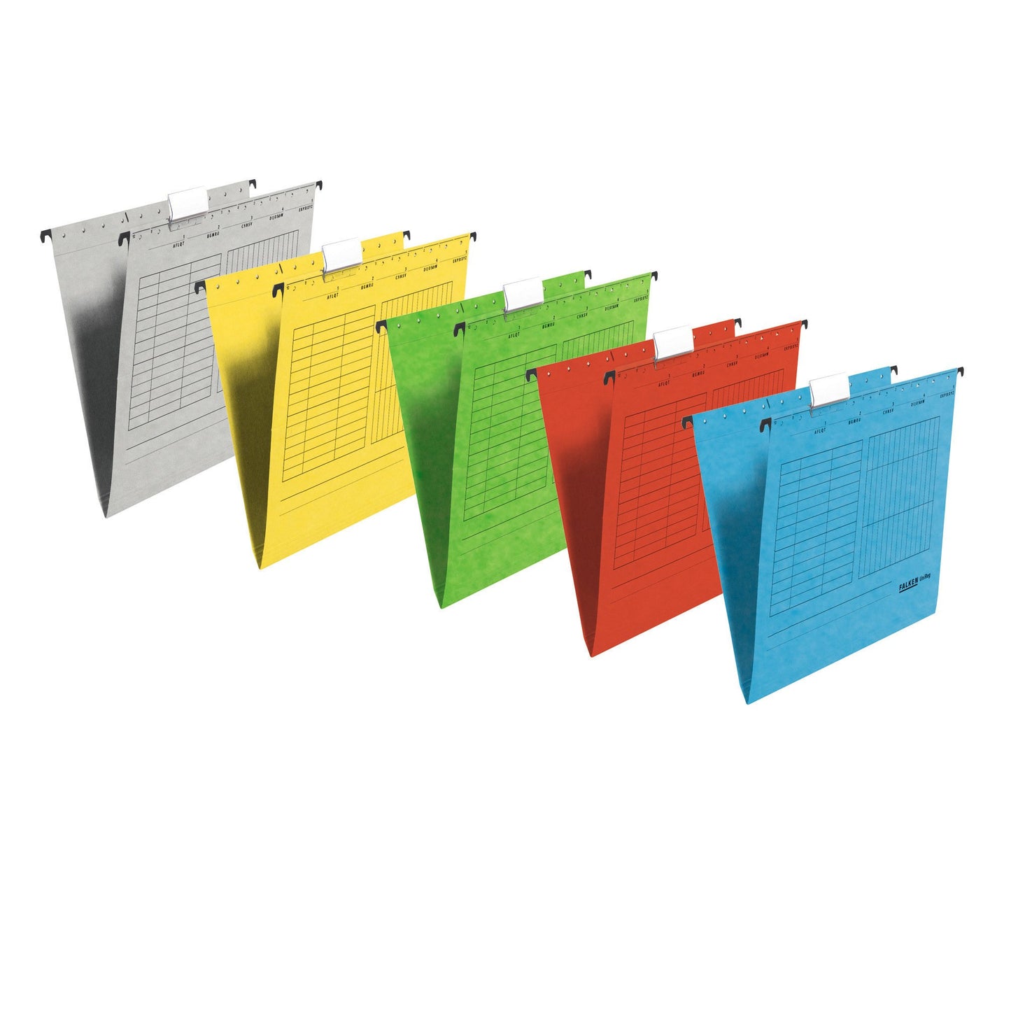 Original Falcon 25-pack hanging folder UniReg. Made in Germany. Made from recycled cardboard for side open A4 blue Blauer Engel ideal for loose leaf filing in the office and government.