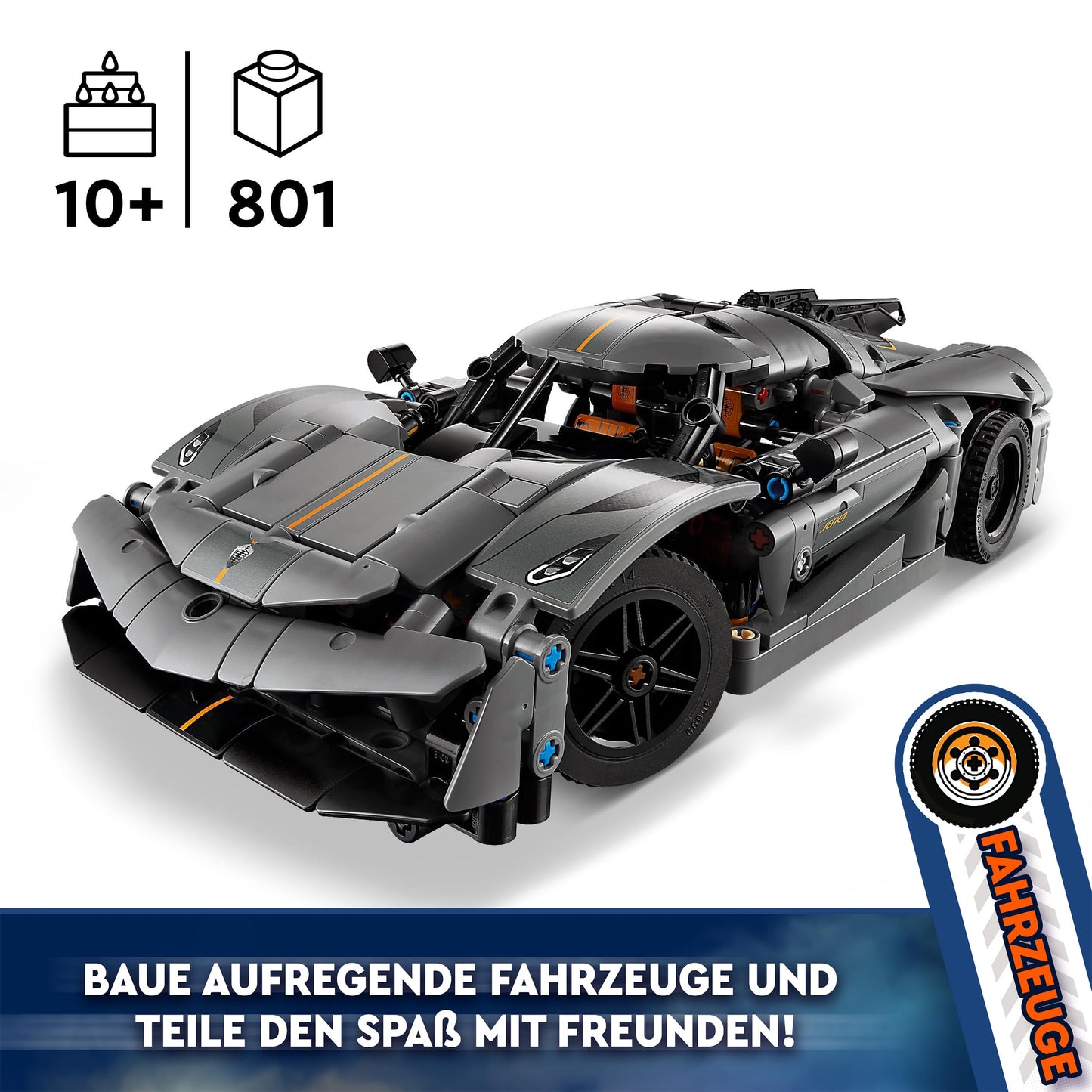 LEGO Technic Koenigsegg Jesko Absolut supercar in gray, building toy for boys and girls, toy car for kids, gift for car fans, decoration for kids' room 42173
