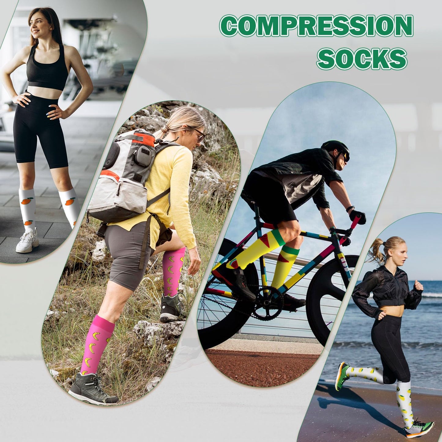 LEOSTEP Compression Socks (6 Pairs) Women's Thrombosis Socks Compression Socks for Sports, Flights, Running, Travel, Cycling, Pregnancy Nurse 20-30 mmHg