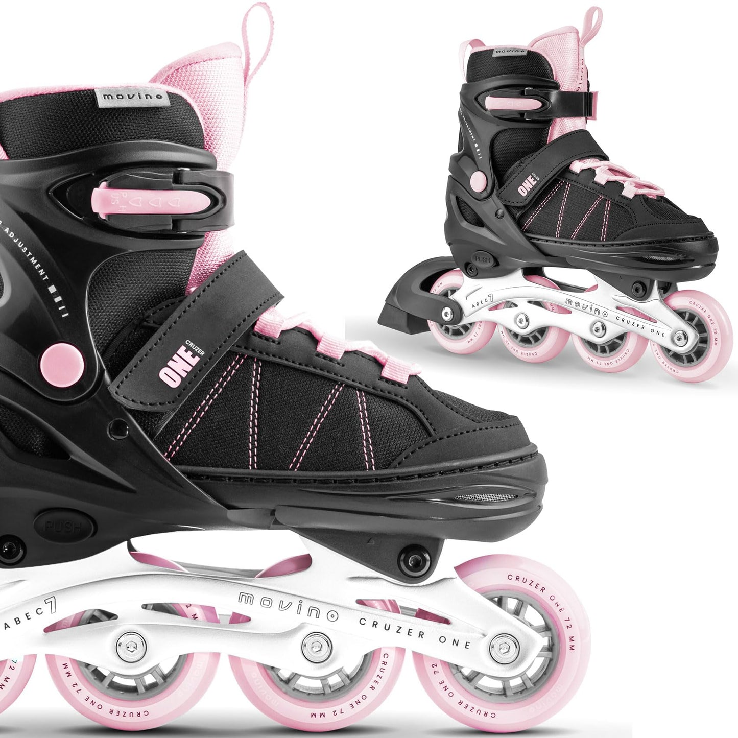 Movino Inline Skates | Cruzer One | Adjustable Roller Skates | Inline Skates for Women Girls Boys | Inline Skates for Kids & Adults | Inline Skates with Large Wheels 72 mm | Kids Inline M (34-37)