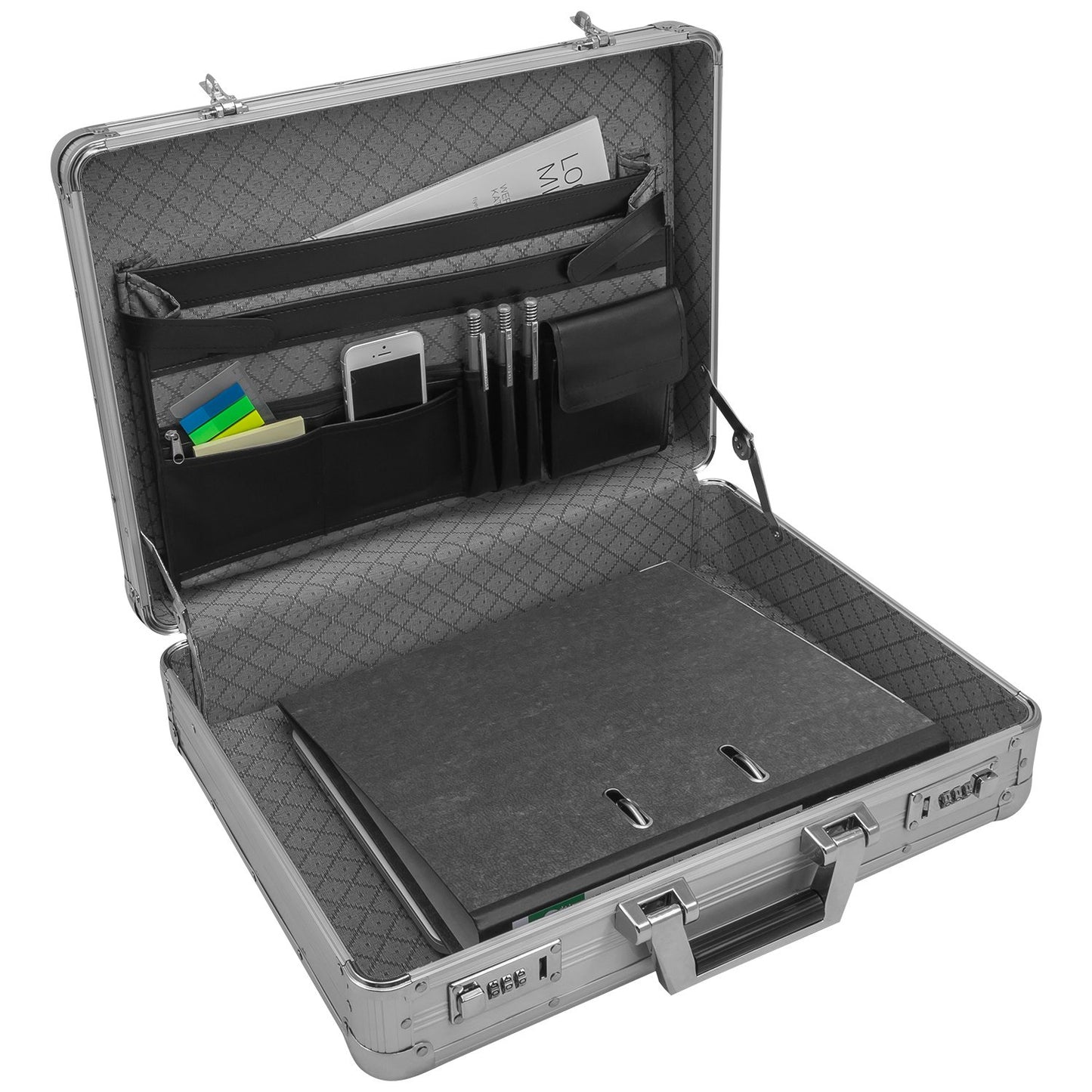 anndora Aluminum Briefcase Attaché Case Silver - Combination lock lockable