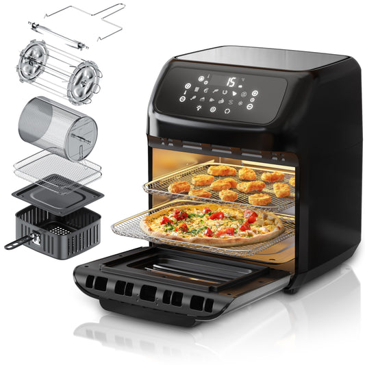 Arendo - Hot air fryer XXL with LED touchscreen- 12 liter - grill - dehydrator - oven - air fryer - touchscreen - easy&clean - oil-free fryer - convection - pizza, chicken, fries - BPA free