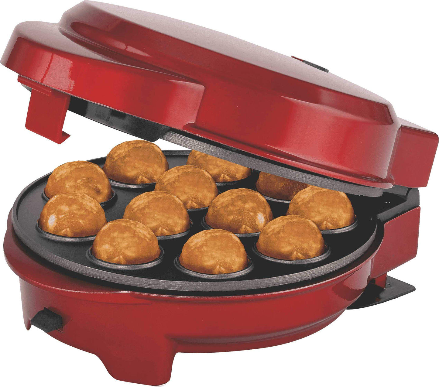 Melissa 16250072 3in1 Donut, Muffin, and Popcake Maker with 3 interchangeable baking plates, Red Metallic