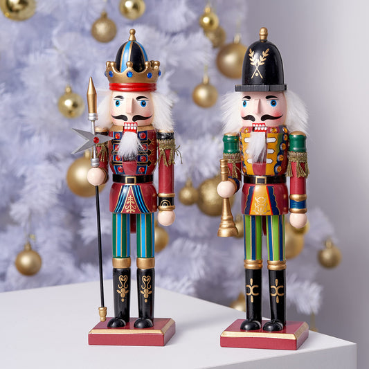 THE TWIDDLERS 2 Large Wood Christmas Nutcracker Figures, 30cm - Classic Christmas Decoration Ornament, Decor Nutcracker Figure for Home Christmas Decor