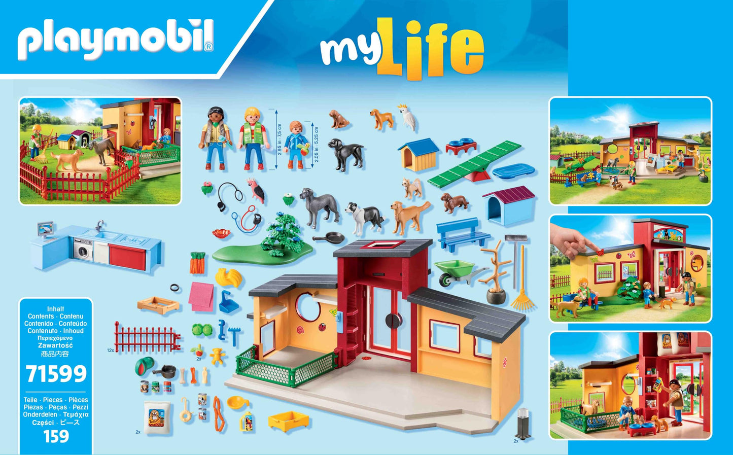 PLAYMOBIL MyLife 71599 Animal Hotel 'Paw', large pet hotel with 10 animals, great care accessories and cute decorative stickers, detailed toy for children aged 4 and up