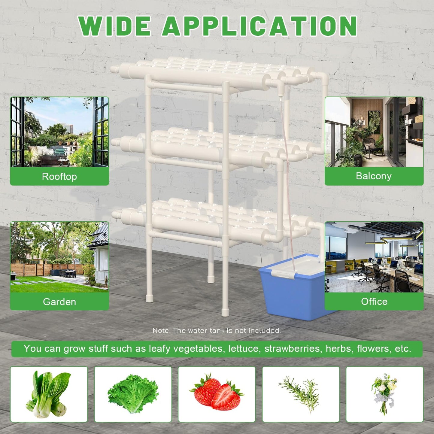 LENJKYYO Hydroponic Grow Kit Hydroponic System with PVC Pipe 3 Layer Professional 108 Sites for Hydroponic Growing Systems 12 Hydroponic Soilless Planting Systems Smart Garden for Home, Kitchen