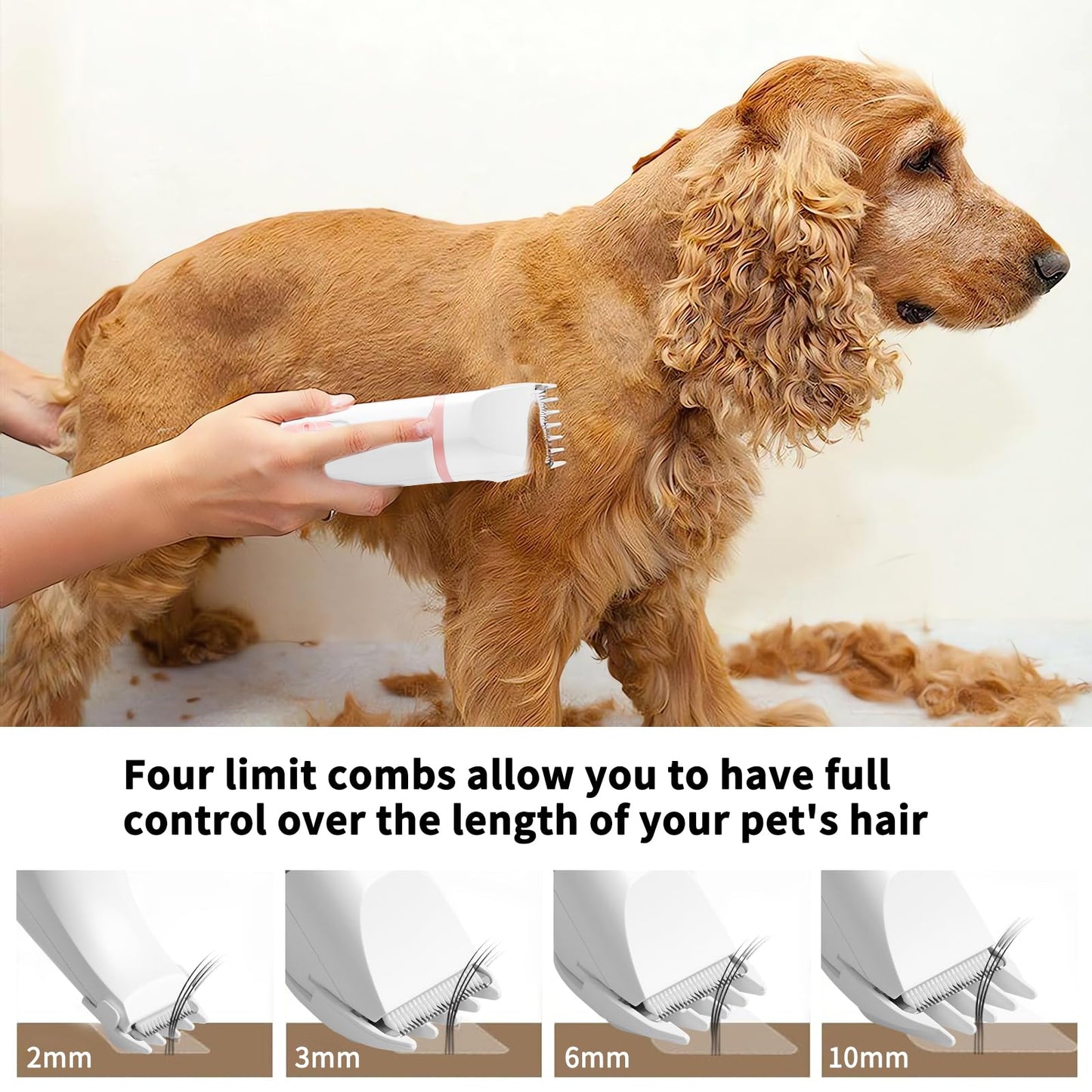 Airminti cat clipper for small & medium-sized dogs cats, USB rechargeable cat shaver with 4 removable multifunctional cutting heads, pet clipper for eyes/ears/paws/nails (Pink)
