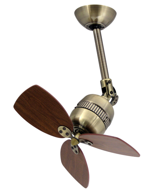 Innovative ceiling fan Toledo with wall switch, antique brass, walnut blades.