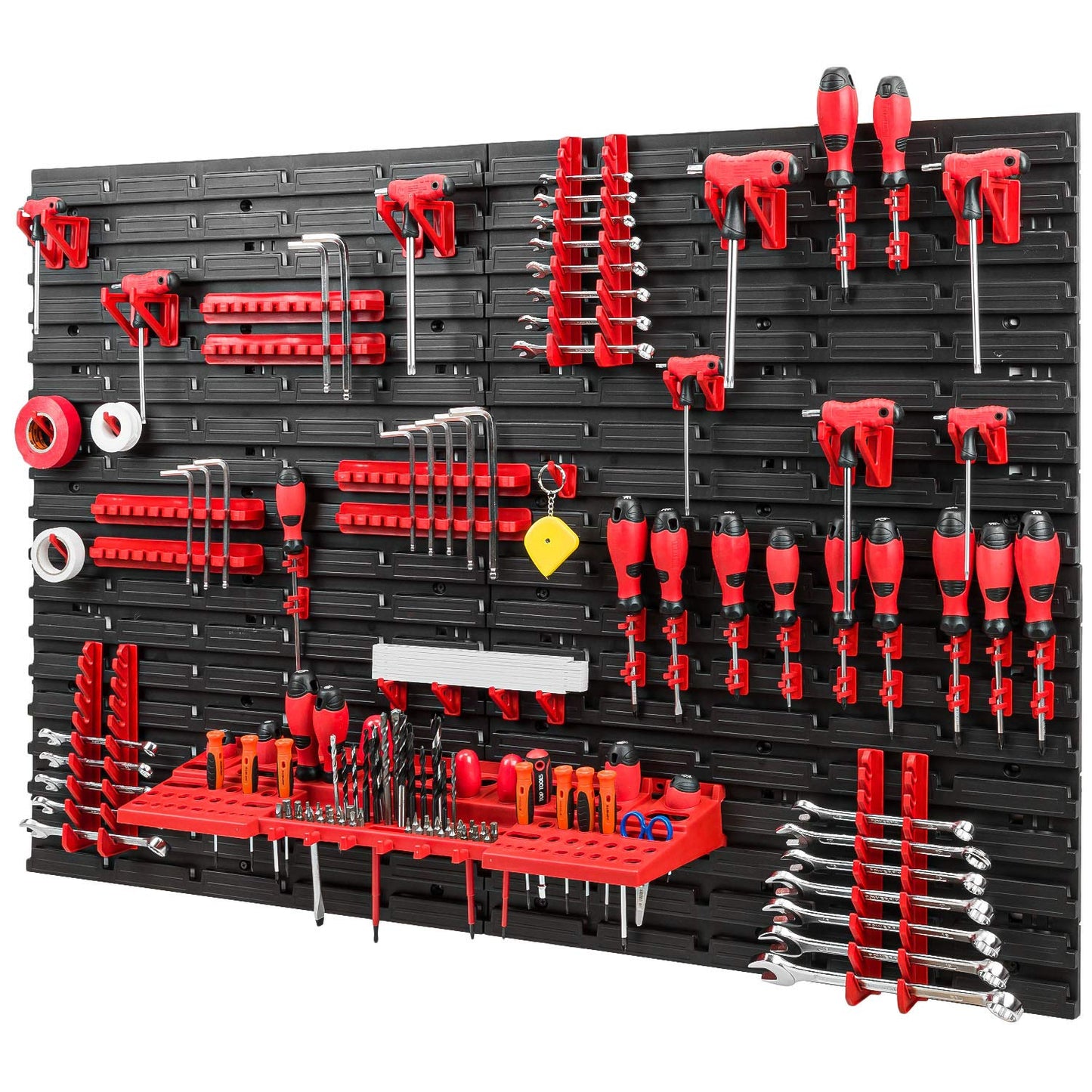 Tool wall storage system - 1152 x 780 mm pegboard with tool holders - Set 55 accessories tool pegboard workshop shelf