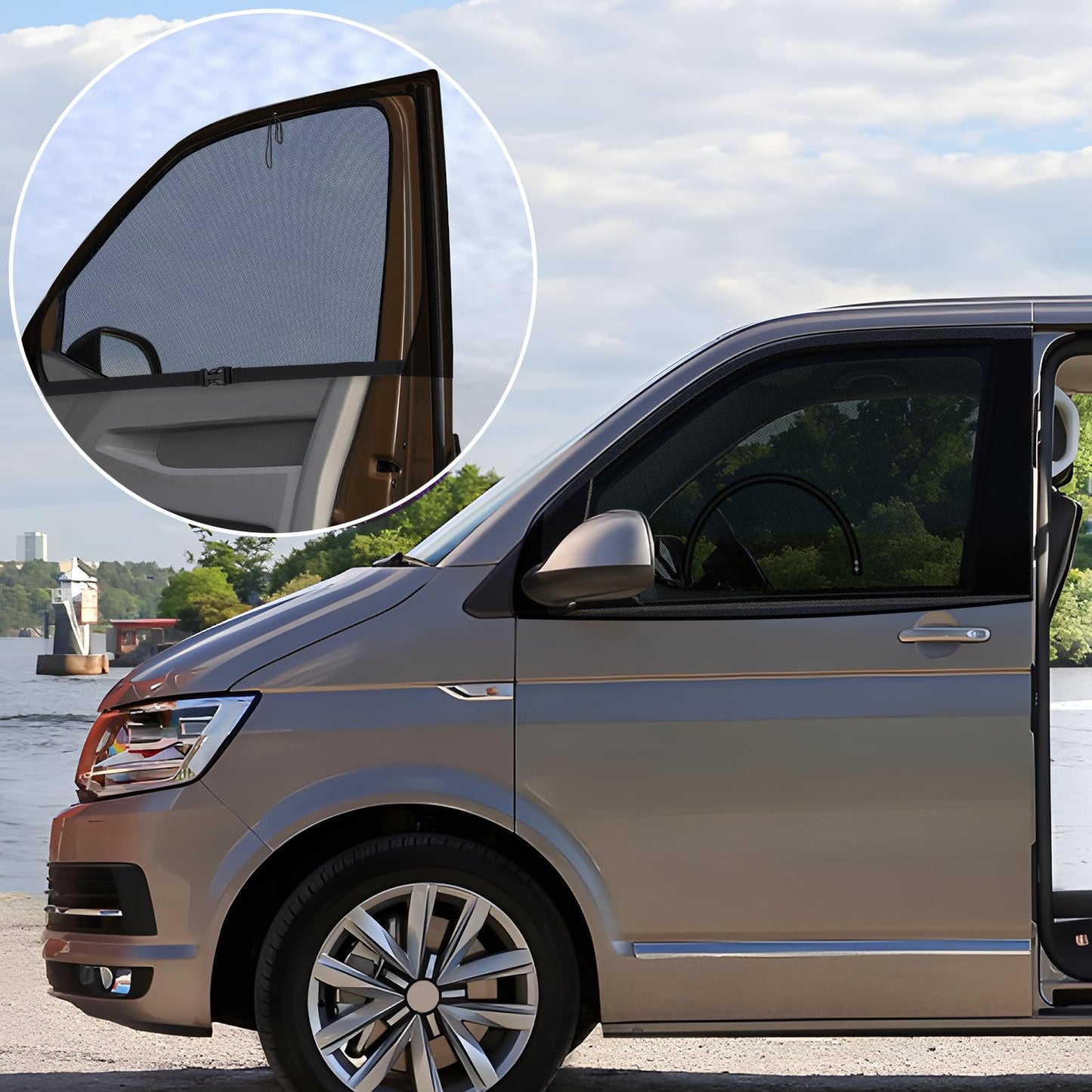 ZATOOTO Magnetic Side Window Insect Screens Compatible with VW T4 T5 T6, Car Window Mosquito Net for Front Doors, Protection from Mosquitoes Breathable for Outdoor Camping Travel