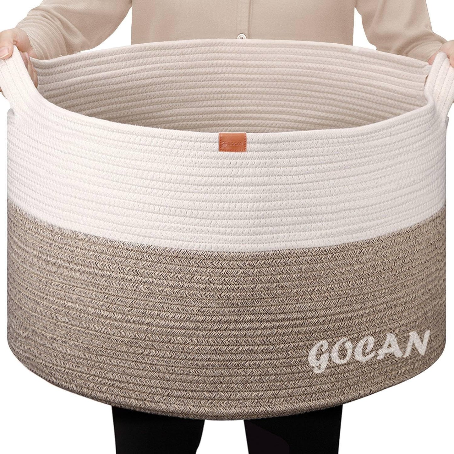 GOCAN XXXL storage basket large laundry basket D55XH35cm laundry collector storage basket for pillows basket braided baskets with handles for children's room jute basket