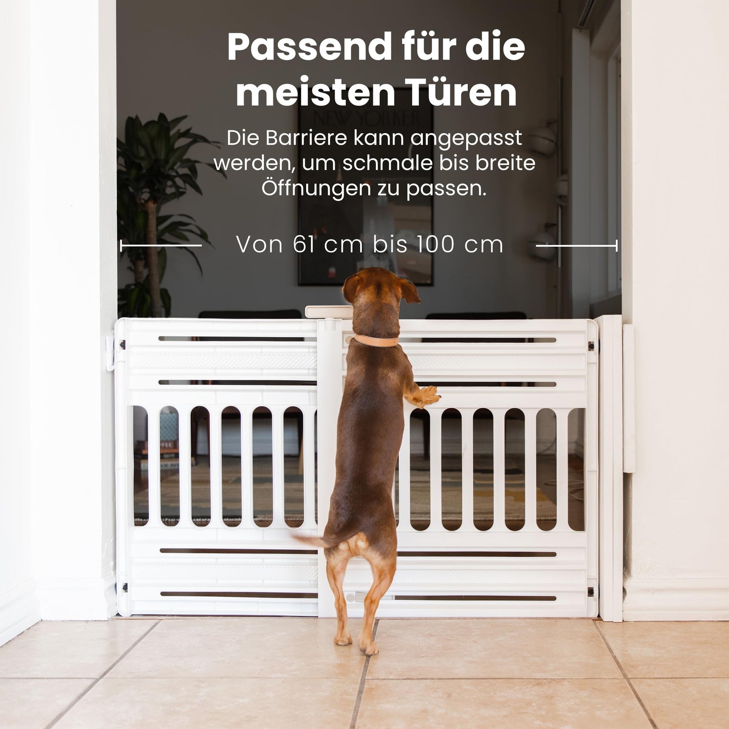 Iris Ohyama, Plastic Safety Fence, easy to install and clean, pet barrier, L64 x W61 x H5 cm, single unit, BPA-free, no drilling, PBR-600, dogs, White/Almond