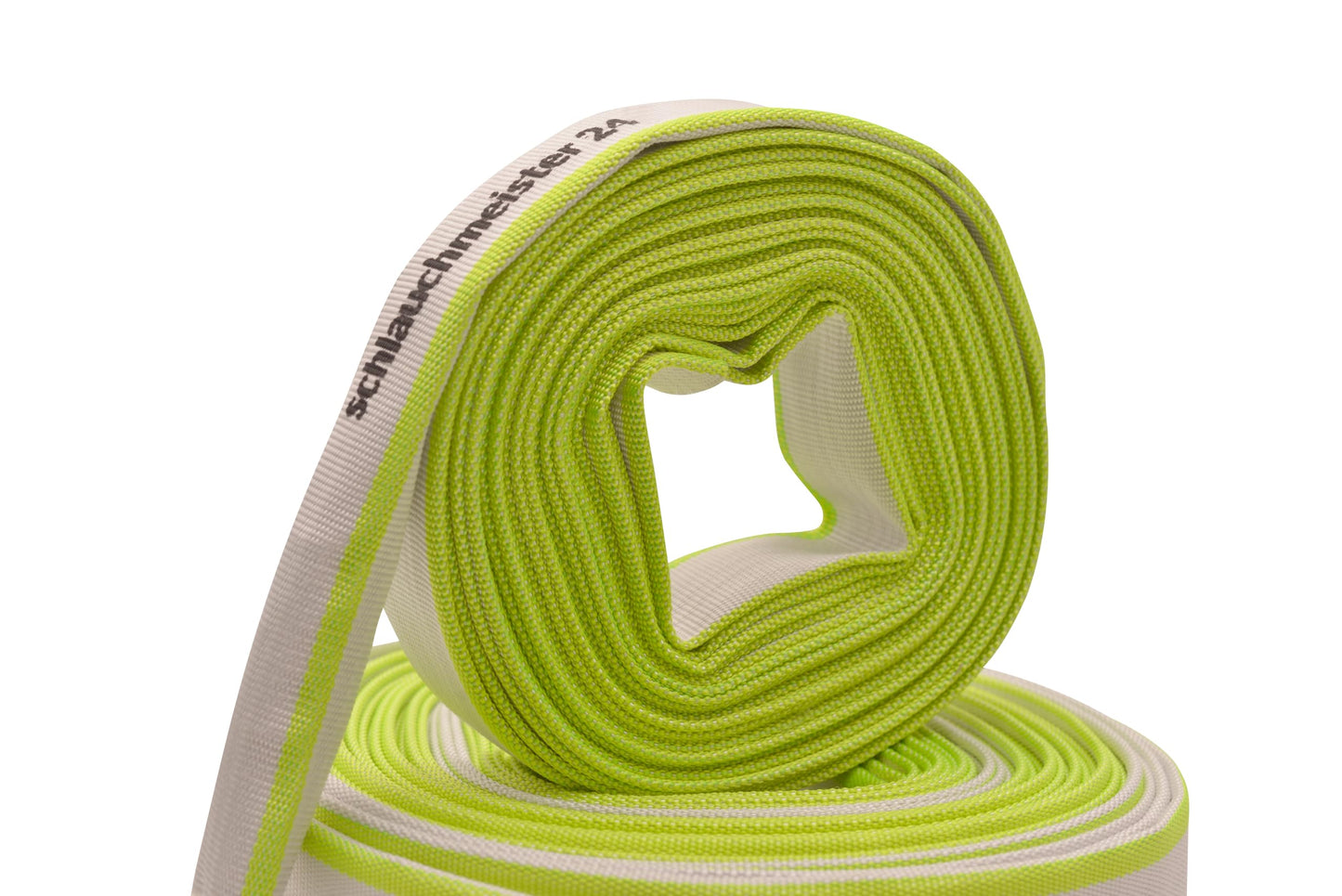4 inches - 102 mm, 20m flat hose | construction hose | industrial hose | synthetic rubber, white with green, 10 bar, -20°C to +60°C