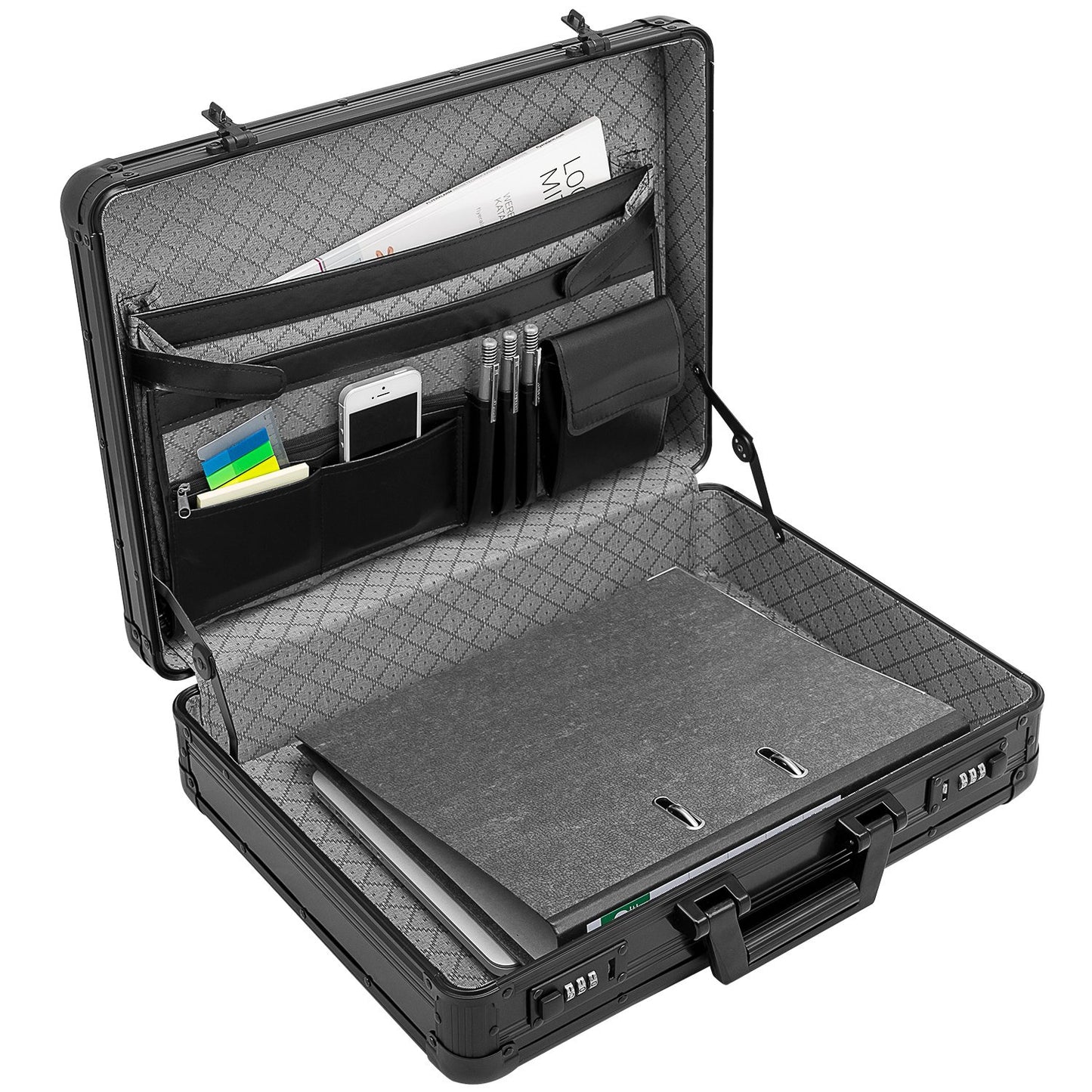 anndora aluminum briefcase black attaché case with combination lock