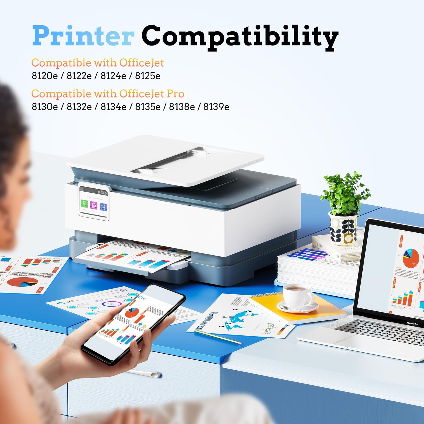 LxTek 924 printer cartridges 924 Multipack 924e Compatible for HP 924 cartridges for HP Officejet Pro 8132e cartridges for Officejet Pro 8122e 9120e 9730e 8124e 8120e 8130e (4-pack, No chip)