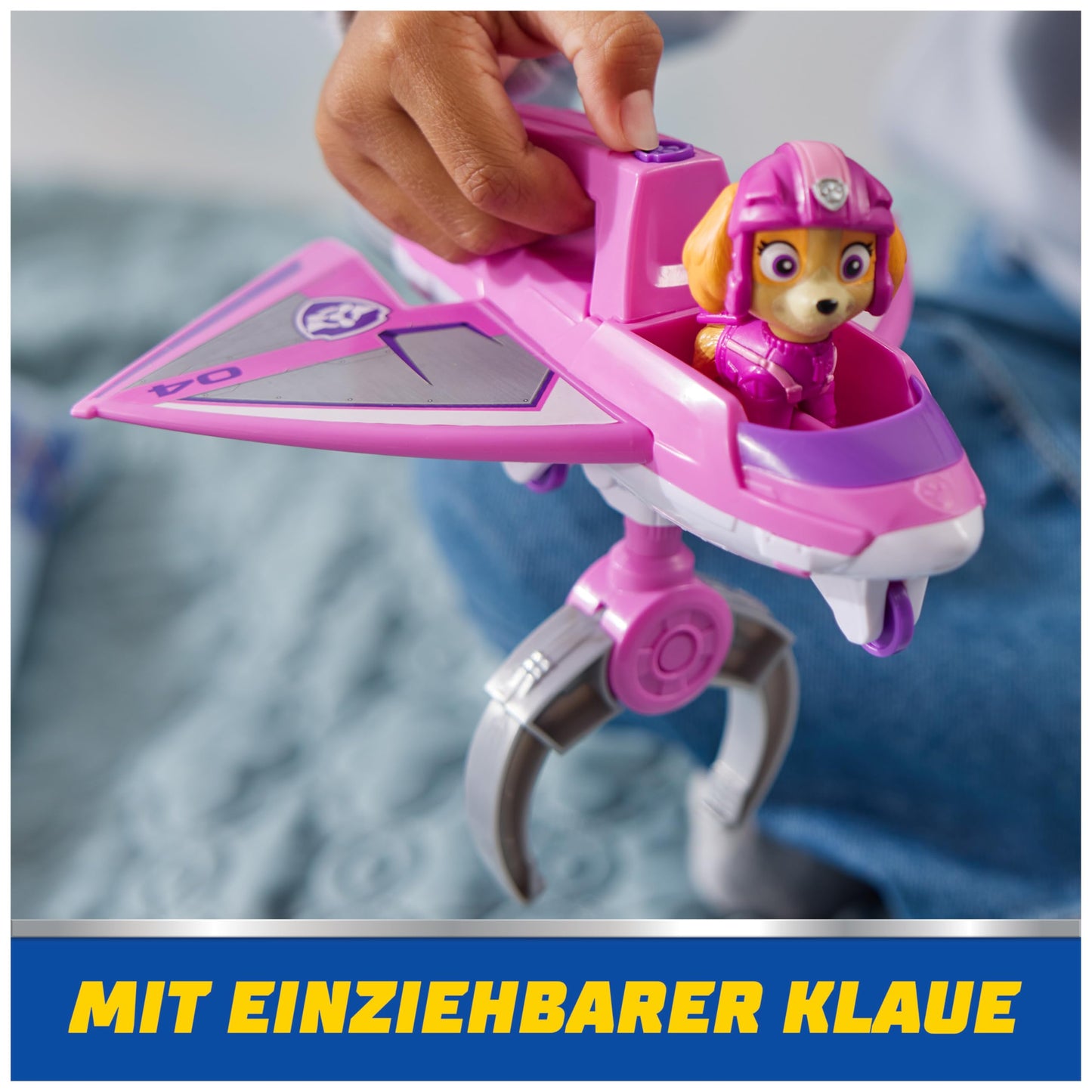 PAW Patrol Air Rescue - Skye's Rescue Plane with retractable claw and rescue basket, includes Skye figure and bunny (base vehicle), toy for children ages 3 and up.