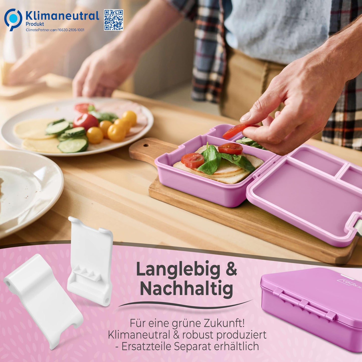 My Vesperbox - Jin - Bento Box for Kids - Lunchbox - extremely durable - ideal for kindergarten and school (Pink - Butterfly)