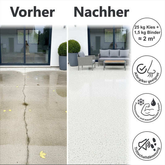 25kg stone carpet set marble gravel floor coating Arabescato Orobico 1-4mm - 2sqm