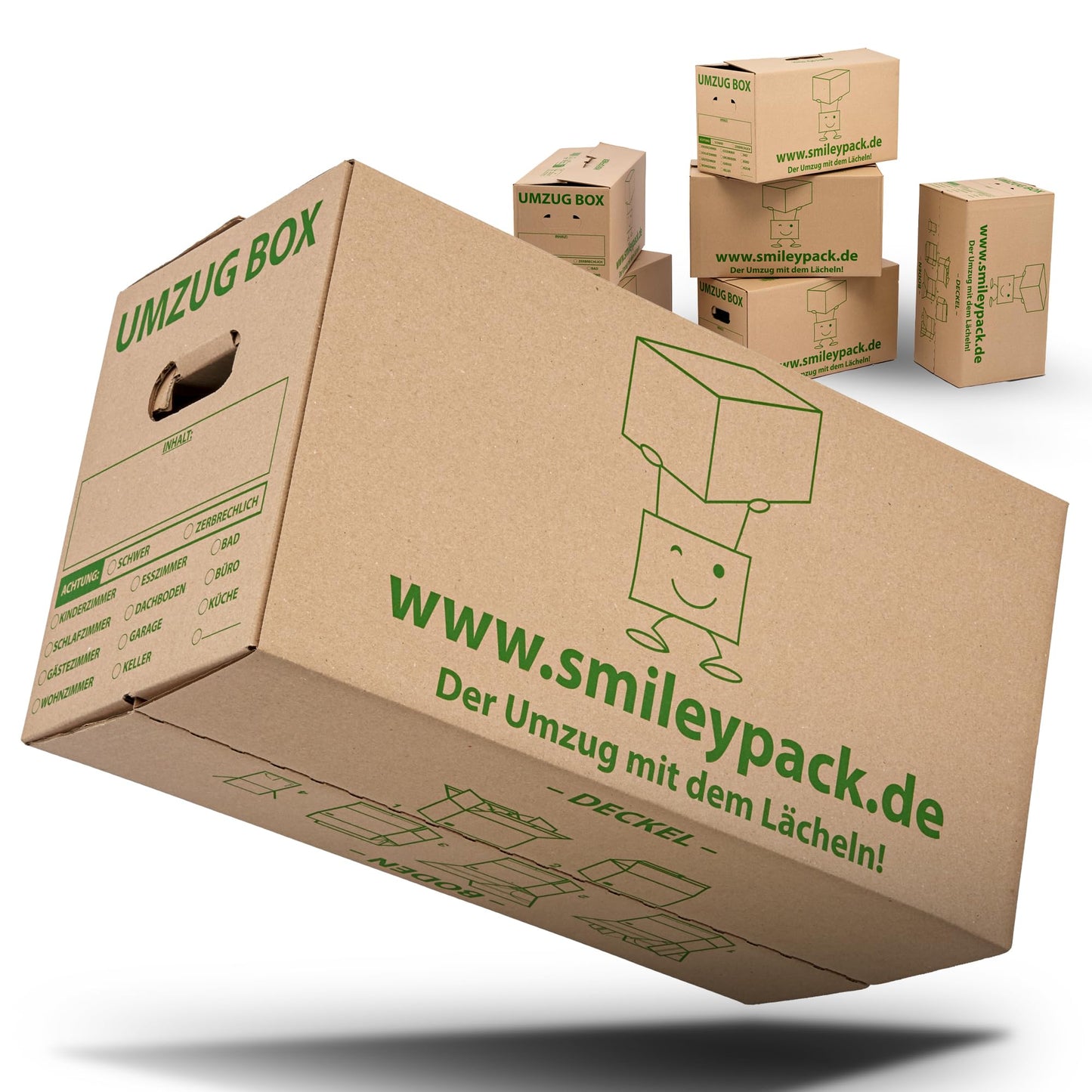 10 x sturdy moving boxes - 620 x 300 x 330 mm - Extra large and reusable - Moving box with 40kg load capacity - Moving with cardboard box - Robust moving box with lid - Storage boxes