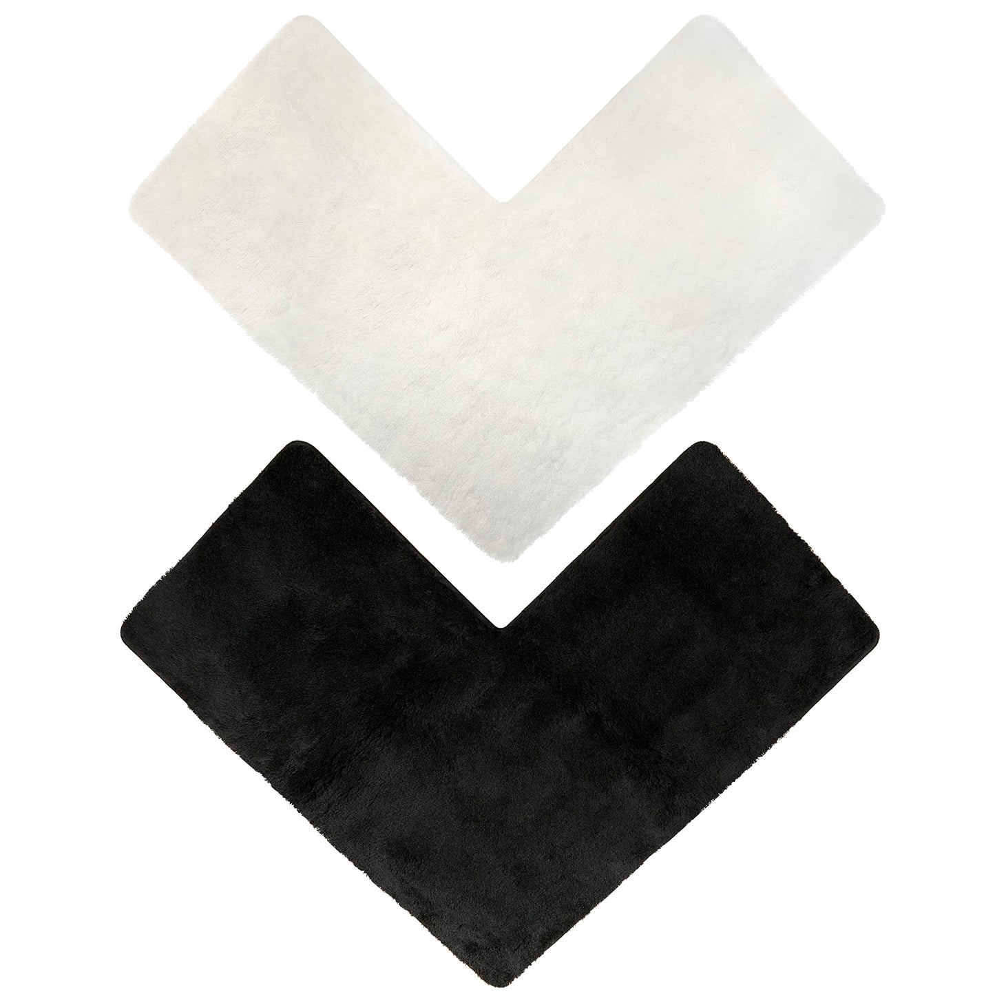 BADELIGA® corner shower mat, perfect mat for square shower enclosures. Extremely fluffy, non-slip & washable. Dryer-safe. Bath mat, bath rug with corner cutout 50 x 100 x 100 cm in black.