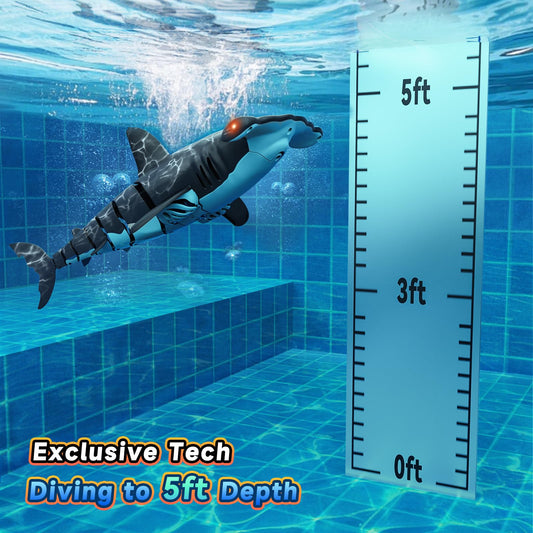 Remote-controlled shark toy highly realistic summer water toy for boys aged 6 and up fun pool and bath games (Gray)